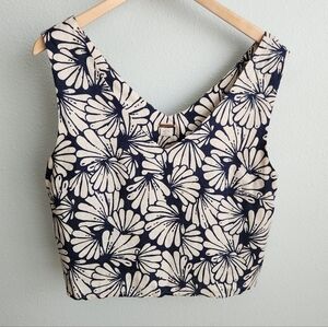 Magaschoni blue print linen tank top Size M
